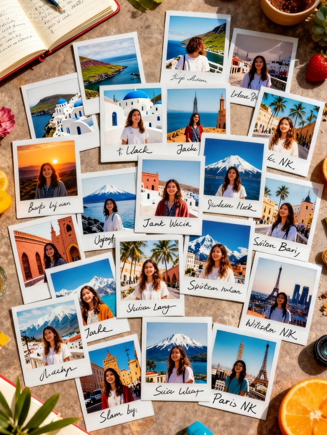 8K电影级Polaroid俯拍一键生成!国内外城市混搭胶片感Prompt全套打包 8K电影级Polaroid俯拍一键生成!国内外城市混搭胶片感Prompt全套打包