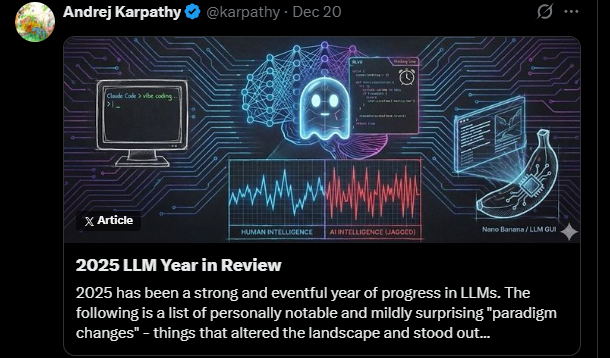 Andrej Karpathy 的 2025 AI 年度回顾：大模型正在发生哪些根本性变化？