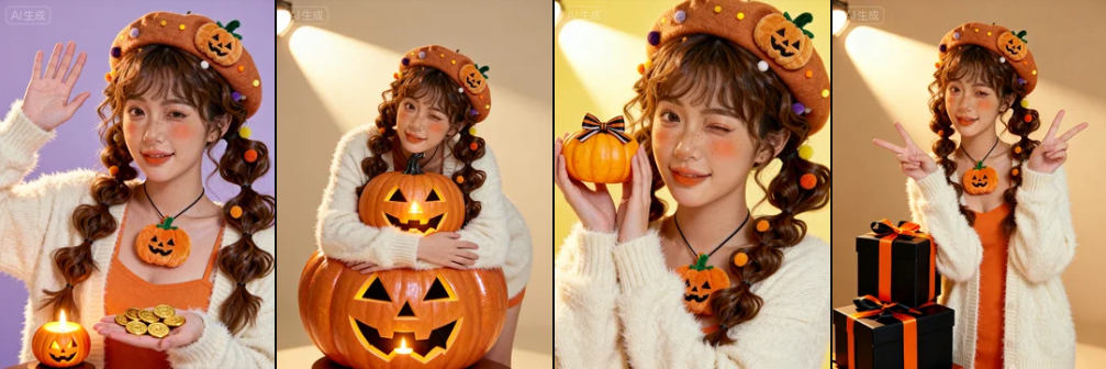 0 元 10 张！AI 万圣节「可爱鬼」写真教程，朋友圈 9 宫格秒封神