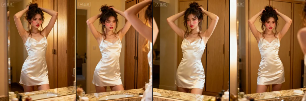 AI文生图超写实镜前人像教程：精准还原复古温馨电影感