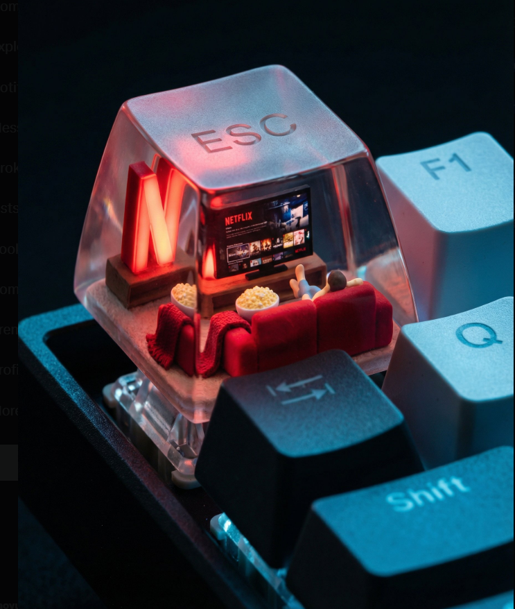 文生图教程：生成 ESC 键帽里的 Netflix 微型客厅