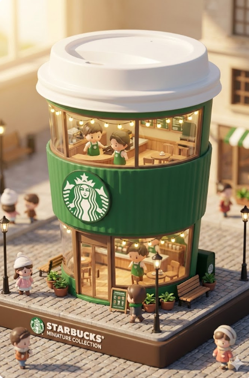 用一个提示词做出爆款盲盒风品牌小店，星巴克、KFC、香奈儿、苹果随便做