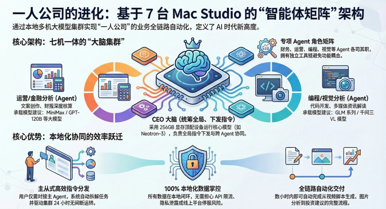 一人公司的AI自动化革命：用7台Mac Studio+OpenClaw打造本地大模型帝国