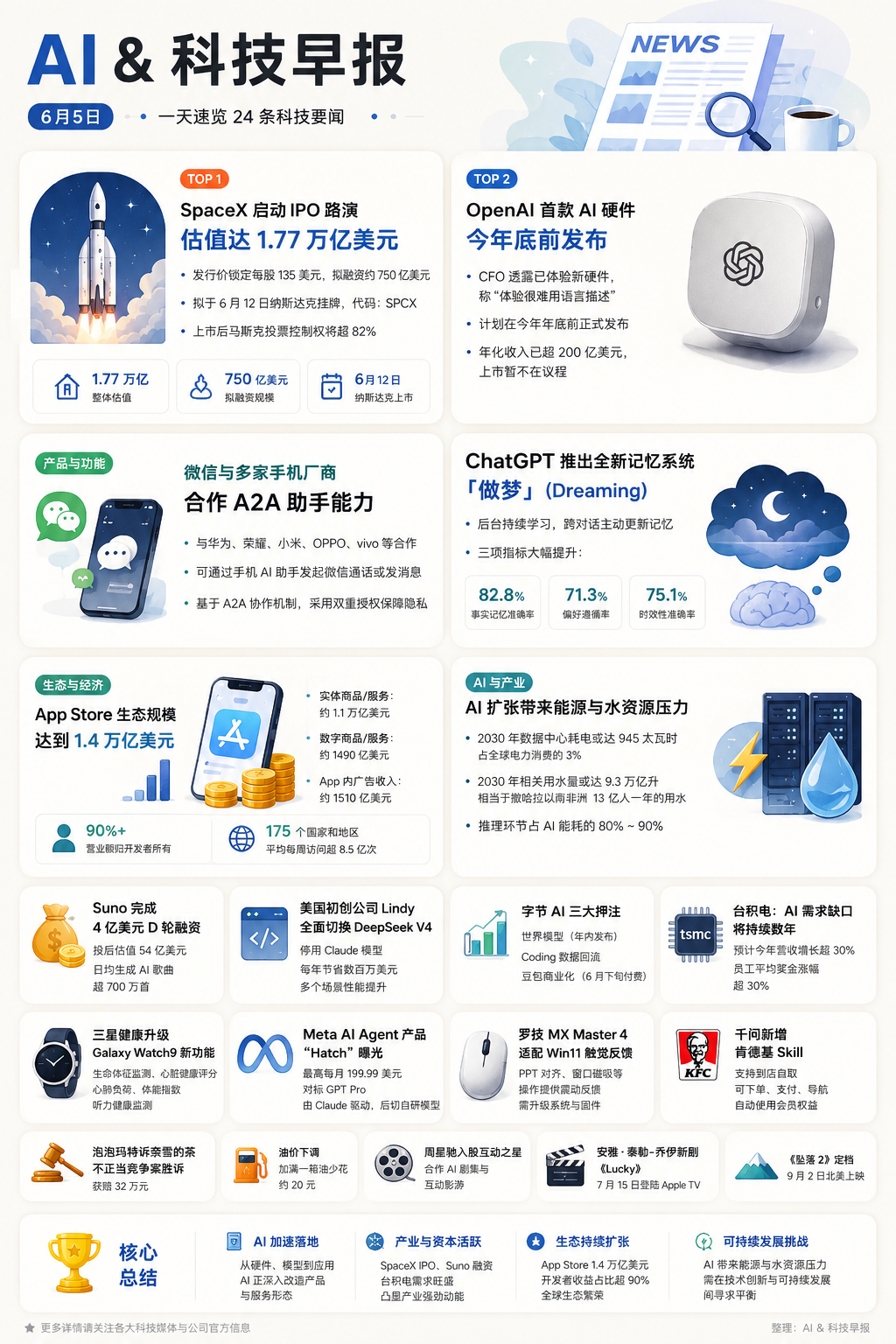 SpaceX 要上市了…6月5日 AI 科技早报